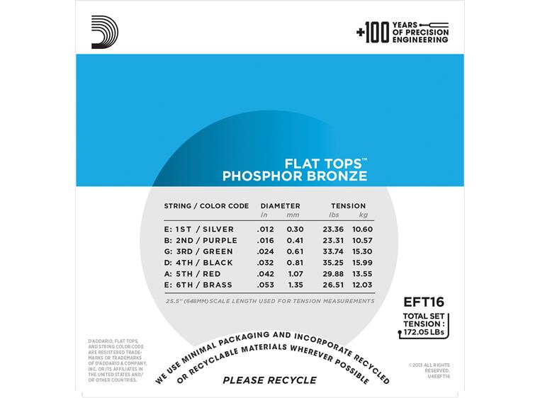 D'Addario EFT16 Phos.Bronze. Flat Top (012-053)